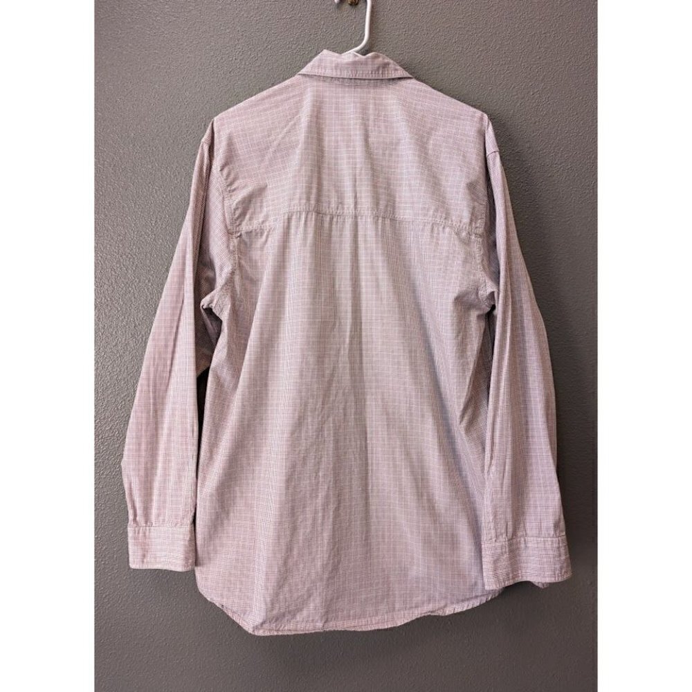 Simms Fishing Button Down Long Sleeve Shirt Red White Striped Men's Size Medium - Picture 2 of 4